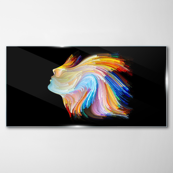 Colorful silhouette in motion Glass Wall Art