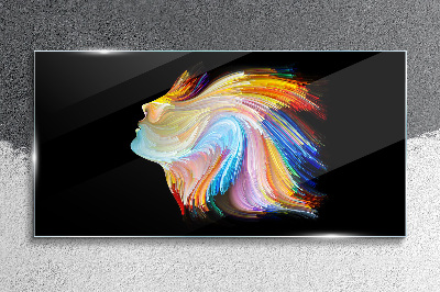 Colorful silhouette in motion Glass Wall Art