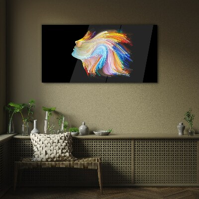 Colorful silhouette in motion Glass Wall Art