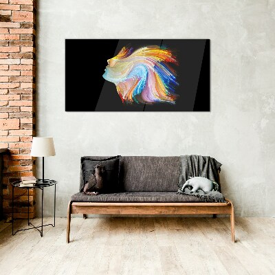 Colorful silhouette in motion Glass Wall Art