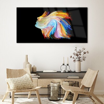 Colorful silhouette in motion Glass Wall Art
