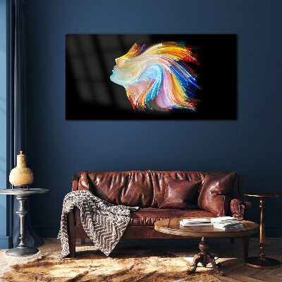 Colorful silhouette in motion Glass Wall Art