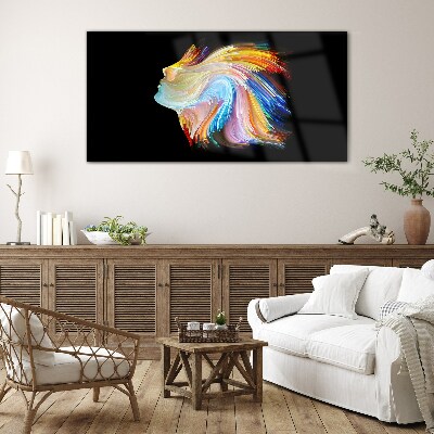 Colorful silhouette in motion Glass Wall Art