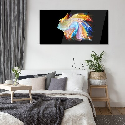 Colorful silhouette in motion Glass Wall Art