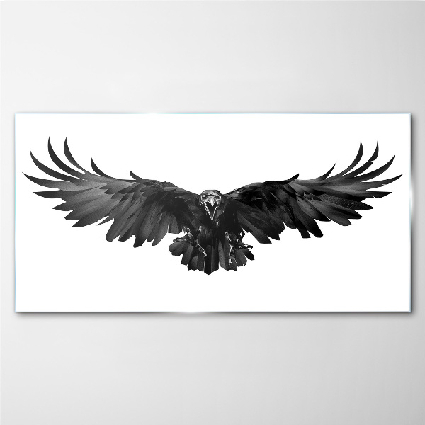 Black Eagle in Flight Glass Wall Art