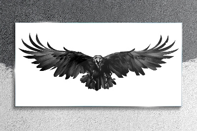 Black Eagle in Flight Glass Wall Art