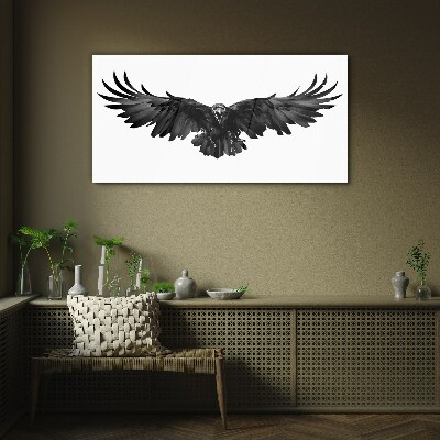 Black Eagle in Flight Glass Wall Art