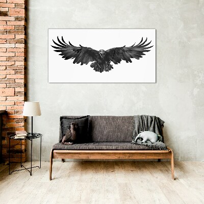 Black Eagle in Flight Glass Wall Art