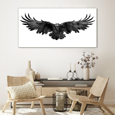 Black Eagle in Flight Glass Wall Art