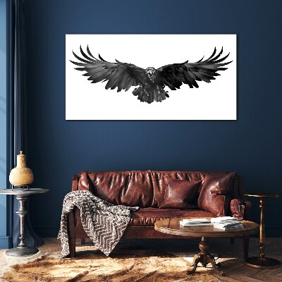 Black Eagle in Flight Glass Wall Art