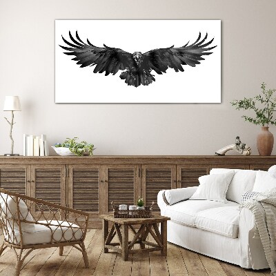 Black Eagle in Flight Glass Wall Art