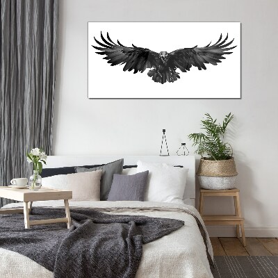 Black Eagle in Flight Glass Wall Art