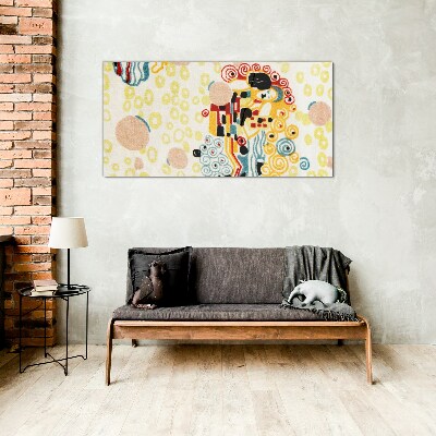 Colored circles and figures Glass Wall Art
