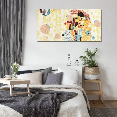 Colored circles and figures Glass Wall Art