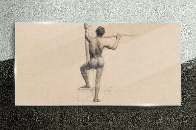 Figure of a man with a spear Glass Wall Art