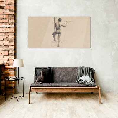 Figure of a man with a spear Glass Wall Art