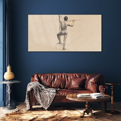 Figure of a man with a spear Glass Wall Art