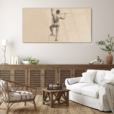 Figure of a man with a spear Glass Wall Art