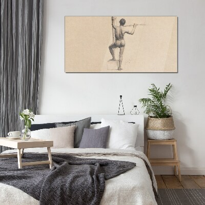Figure of a man with a spear Glass Wall Art