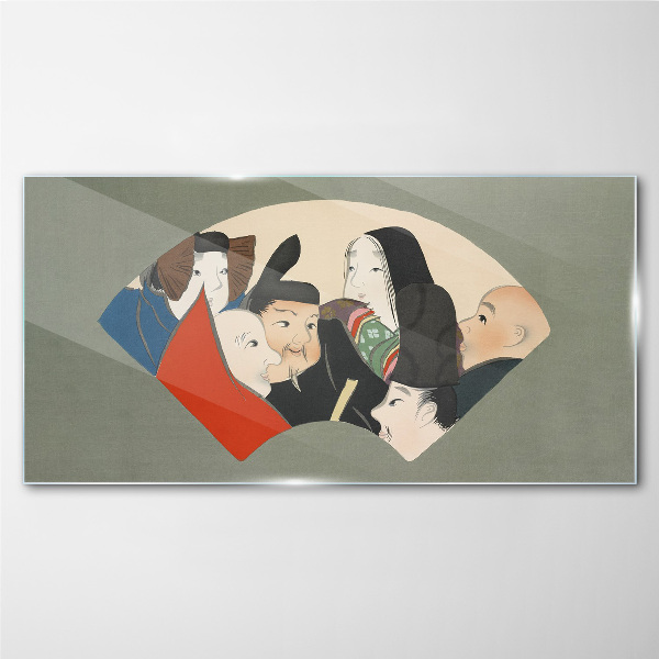 Traditional Japanese-style characters Glass Wall Art
