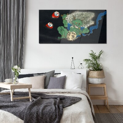 Green demon with a drum Glass Wall Art