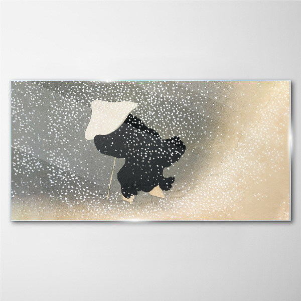 Abstraction snow man Glass Wall Art