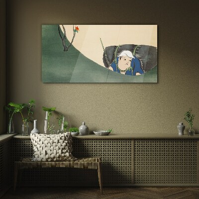 Lost in the green Glass Wall Art