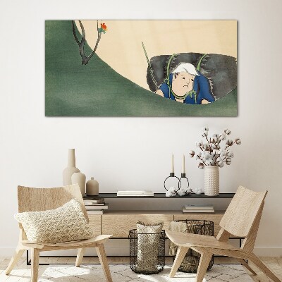 Lost in the green Glass Wall Art