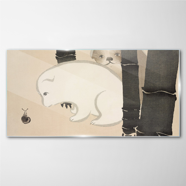 Meeting in the forest Glass Wall Art