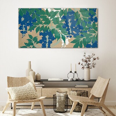 Abstract leaves branches Glass Wall Art