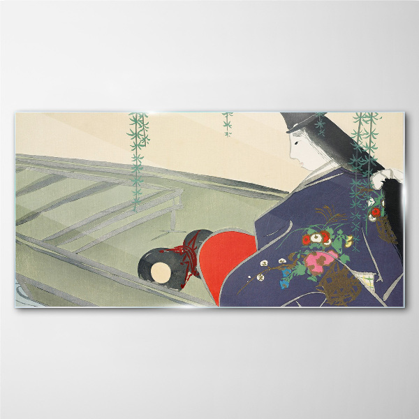 Abstraction women kimono Glass Wall Art