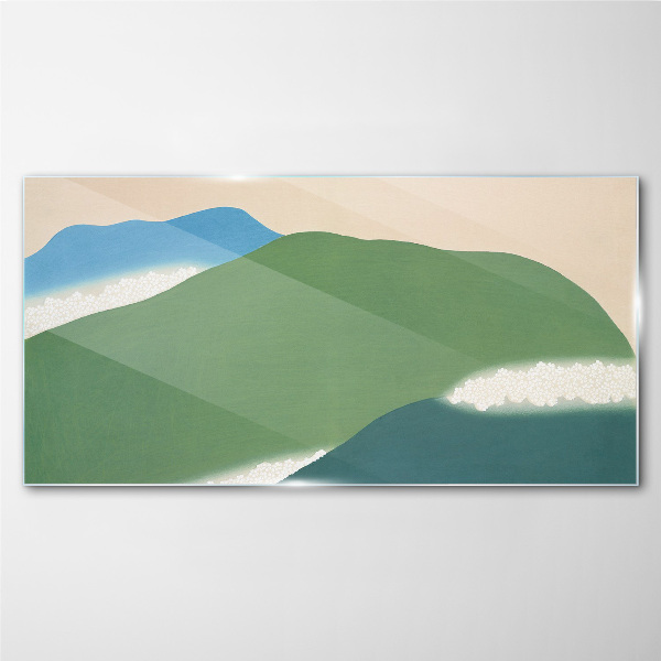 Waves and hills in harmony Glass Wall Art