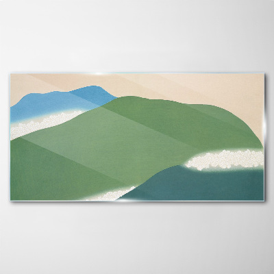 Waves and hills in harmony Glass Wall Art