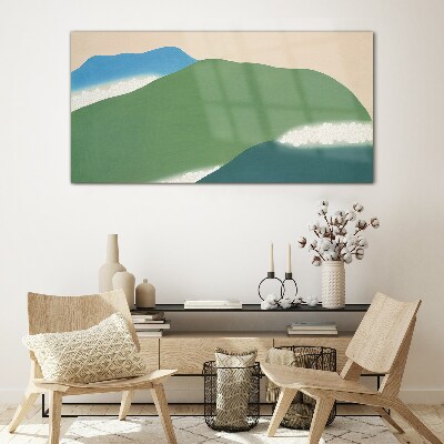 Waves and hills in harmony Glass Wall Art