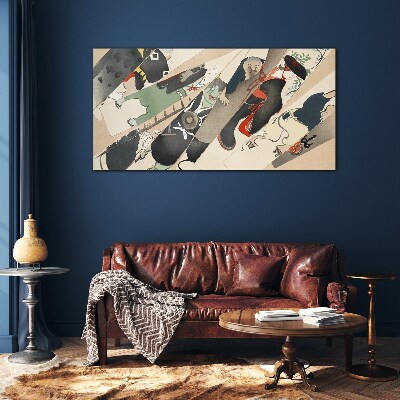 Dancing animals in motion Glass Wall Art