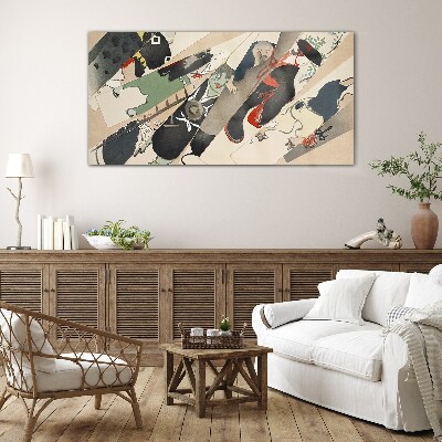 Dancing animals in motion Glass Wall Art