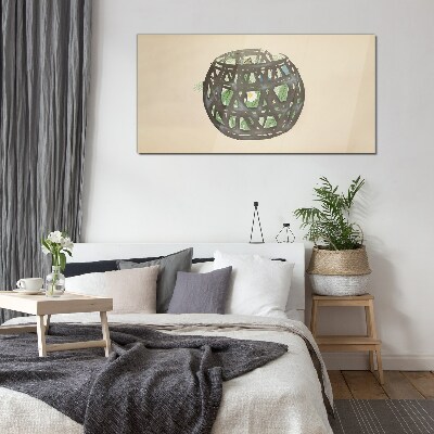 Wicker basket with greenery Glass Wall Art