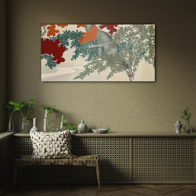 Autumn leaves in the landscape Glass Wall Art