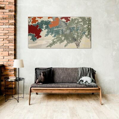 Autumn leaves in the landscape Glass Wall Art