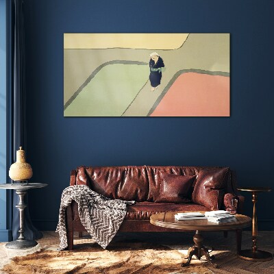 A walk through the colorful intersection Glass Wall Art