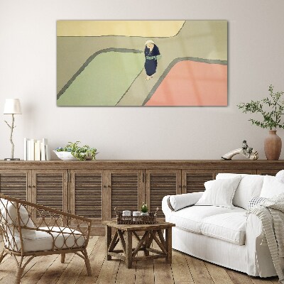 A walk through the colorful intersection Glass Wall Art