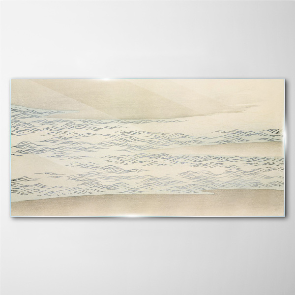 Waves on a calm background Glass Wall Art