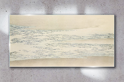 Waves on a calm background Glass Wall Art