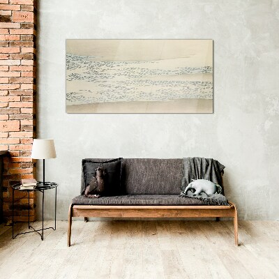 Waves on a calm background Glass Wall Art