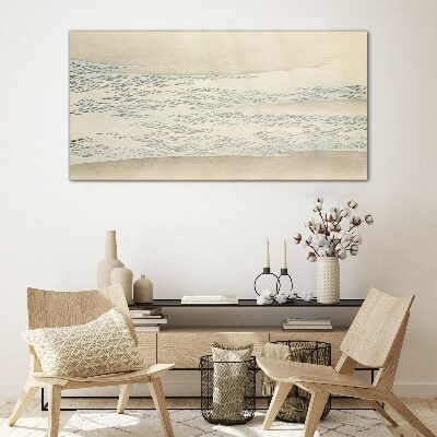 Waves on a calm background Glass Wall Art