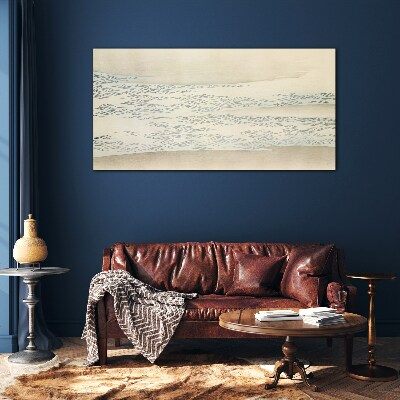 Waves on a calm background Glass Wall Art