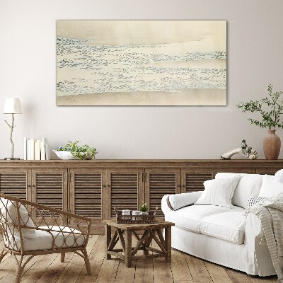 Waves on a calm background Glass Wall Art