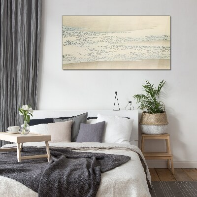 Waves on a calm background Glass Wall Art