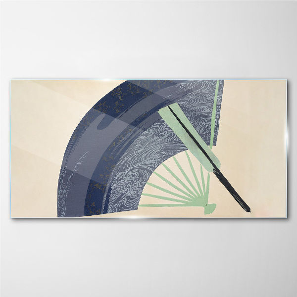 Wave and fan Glass Wall Art