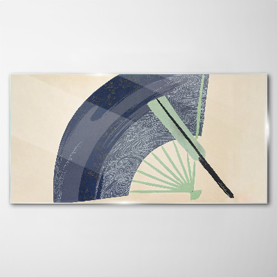 Wave and fan Glass Wall Art